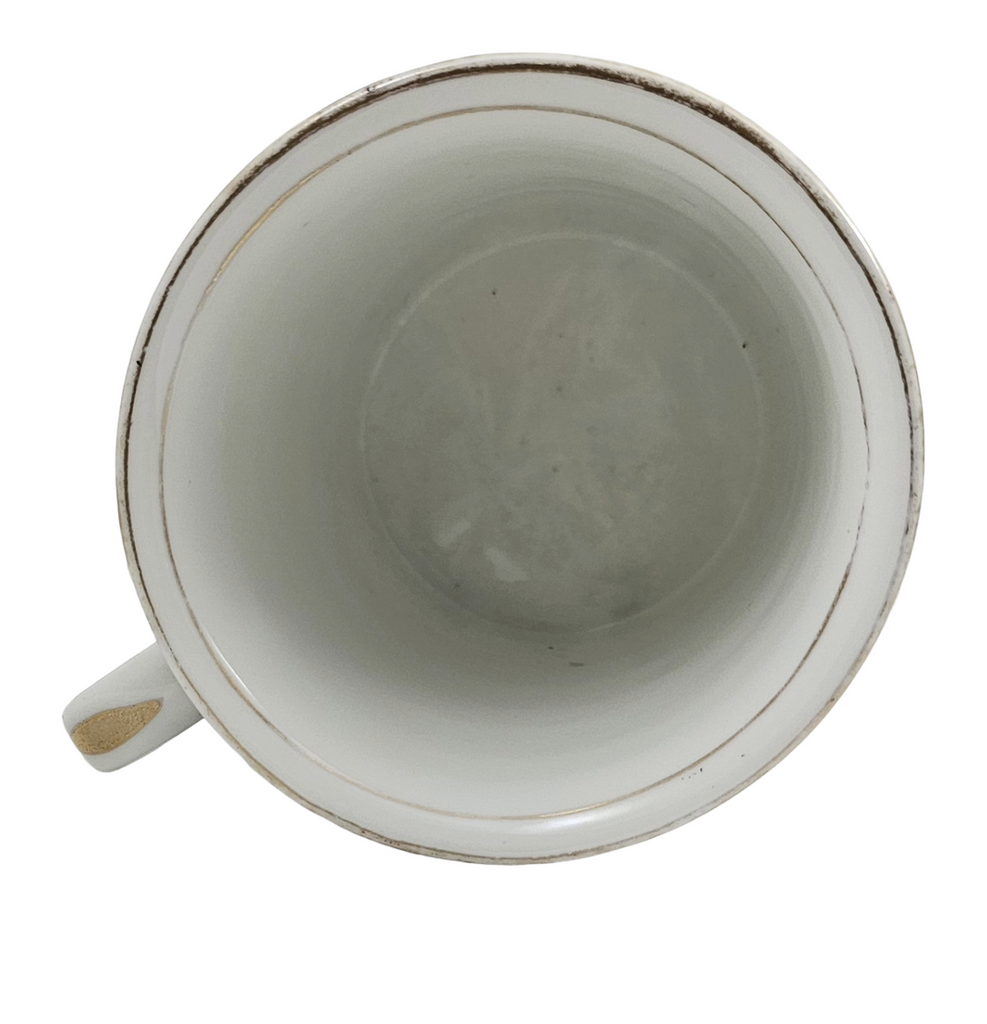 Antique Porcelain Personalized Doctor's Shaving Mug Flowers & Gold