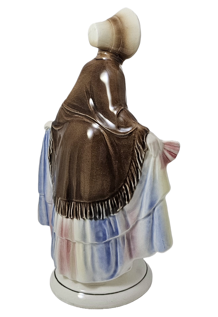 Hertwig German Porcelain Figurine Woman in Shawl & Bonnet