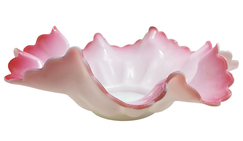 Mt Washington Cranberry Pink Opalescent Cased Glass Bride's Bowl