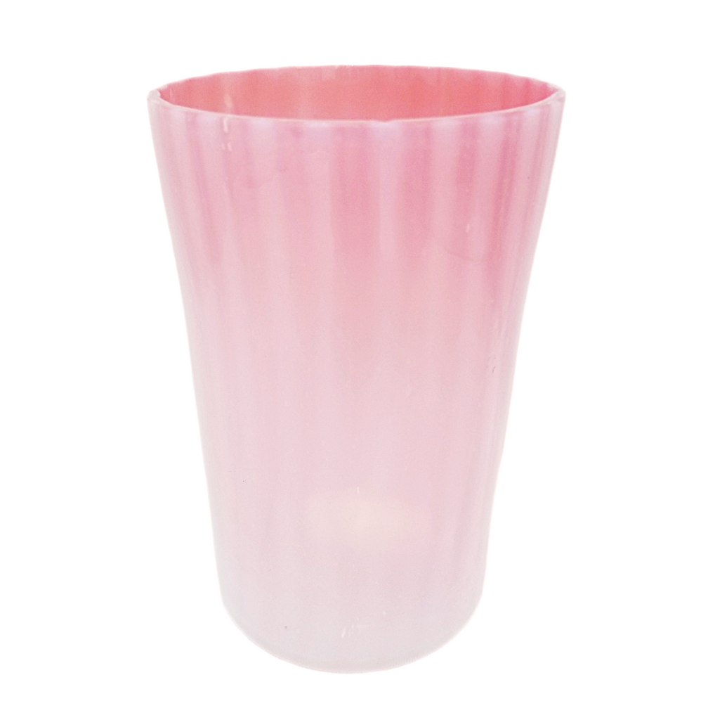 c1887 RARE HOBBS Brockunier Glass NEAPOLITAN Opalescent Stripe Tumbler Opaline