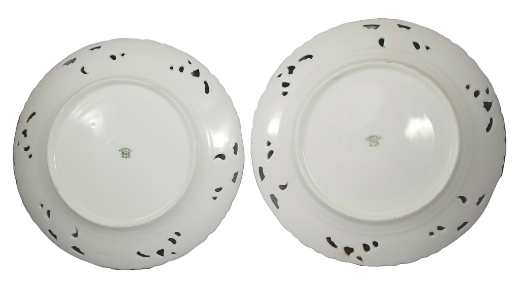 Limoges Porcelain HP Haviland Gerard  AS 6 PC Pierced Grapes Fruit Plate Set