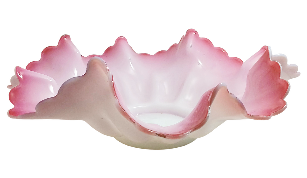 Mt Washington Cranberry Pink Opalescent Cased Glass Bride's Bowl