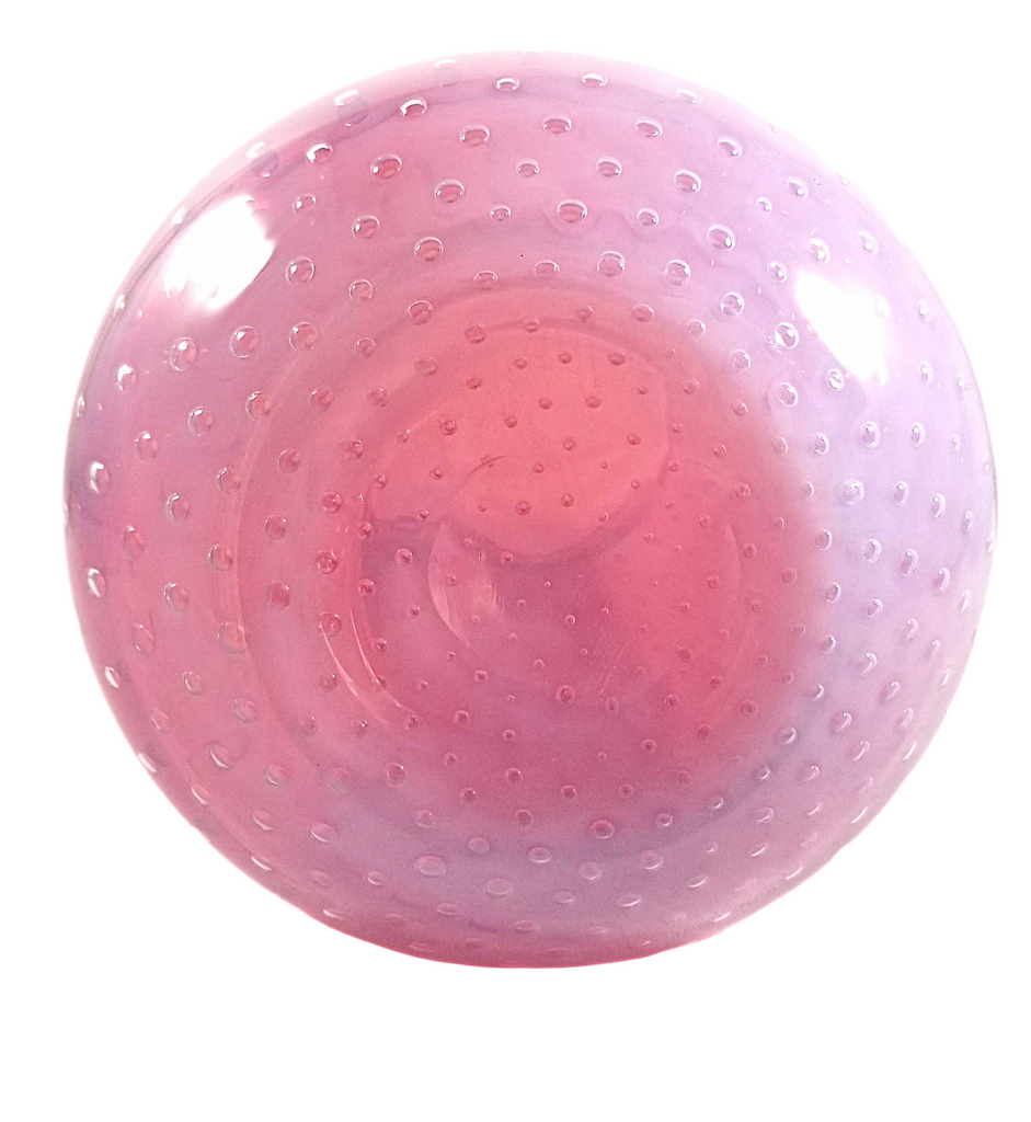 MCM Fratelli Toso Murano Opalescent Pink Bullicante Italian Art Glass Vase