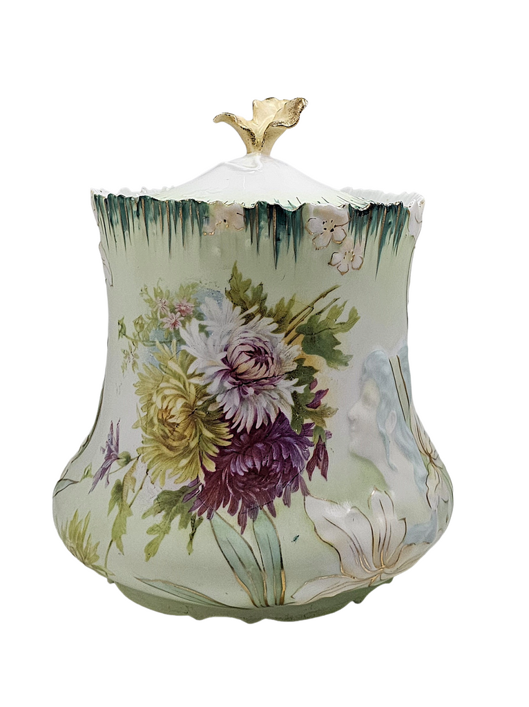 RS Prussia Porcelain Art Nouveau Double Hidden Image Cracker Jar