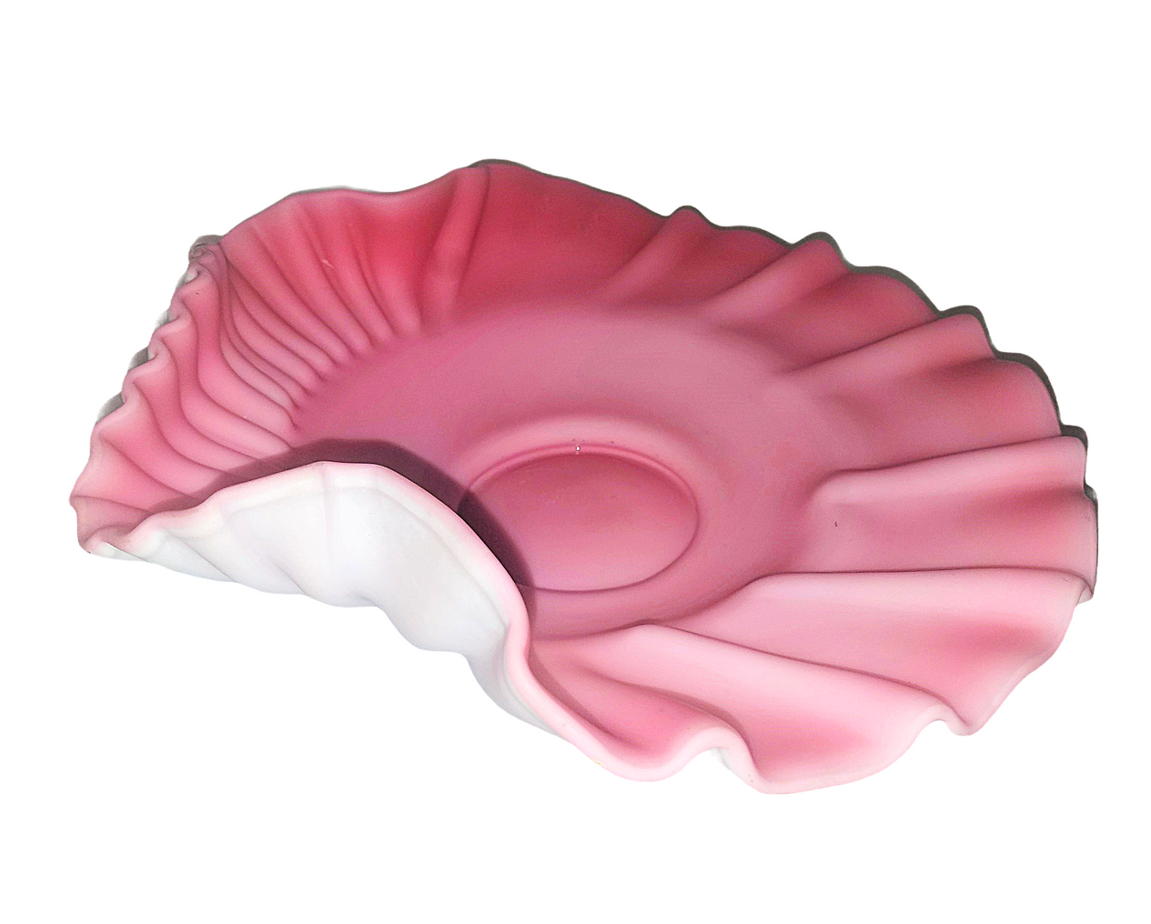 Mt Washington Satin Glass Pink Cranberry Crimped Bride