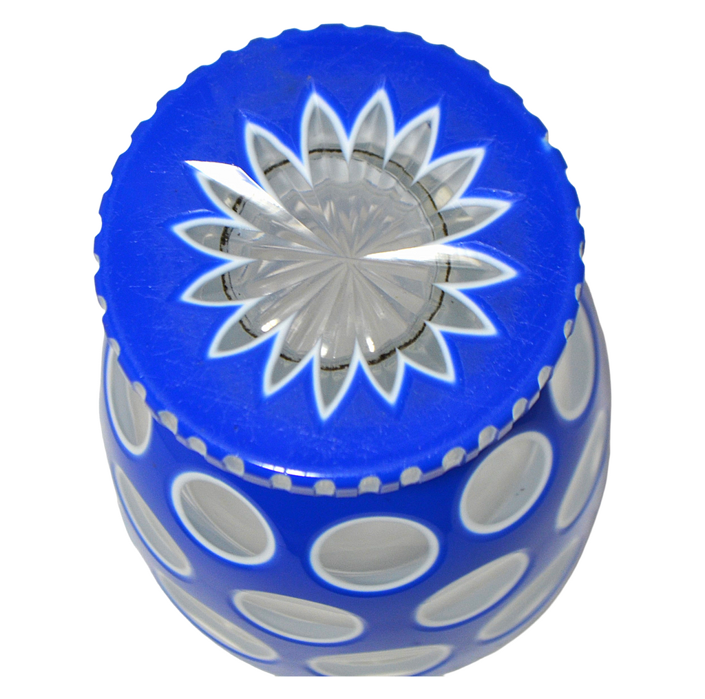 Bohemian Glass Biedermeier Cobalt White Double Overlay Tumbler