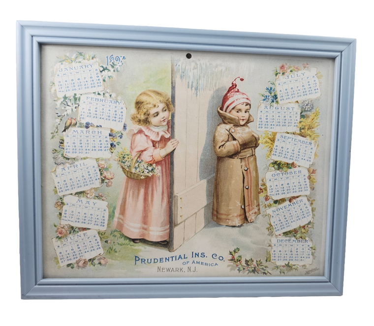 Victorian Prudential Insurance 1897 Framed Children Calendar