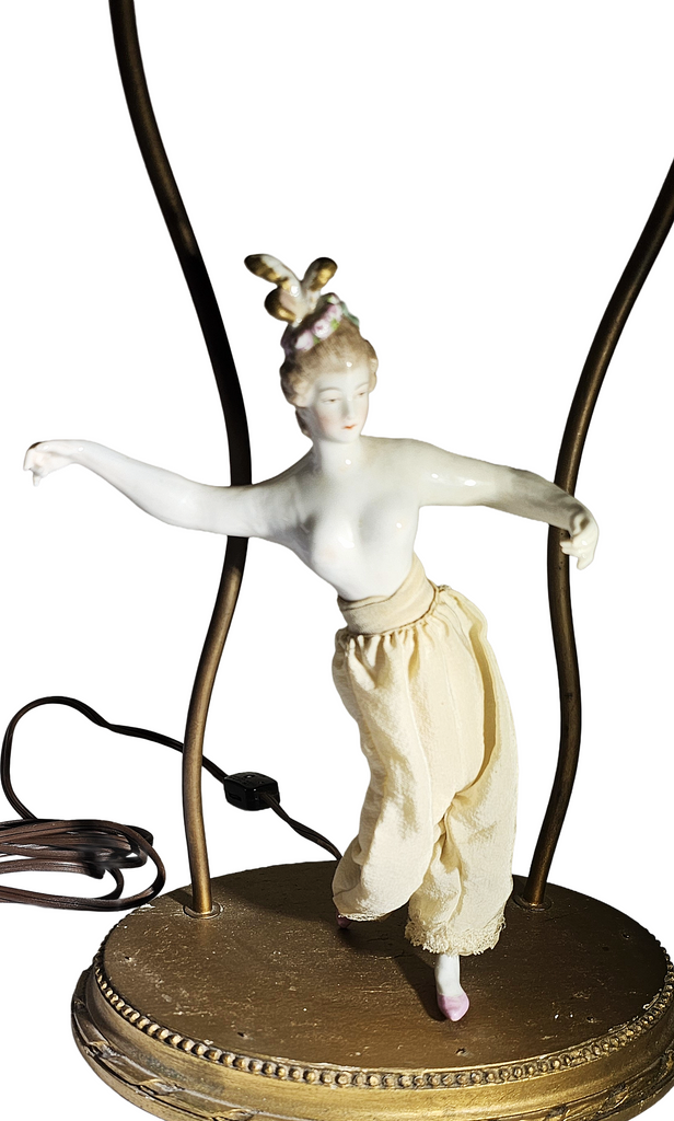 Rare French Market Porcelain Kister Half Doll Boudoir Lamp