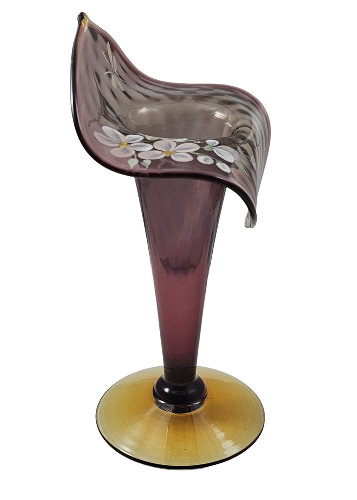 Pairpoint JIP Jack in Pulpit Vase Amethyst Topaz Hand Painted Flowers