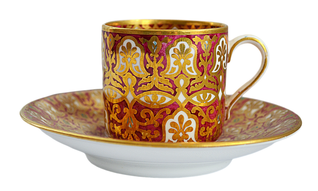 Antique English Porcelain 19th Century Copeland Demitasse Cup & Saucer