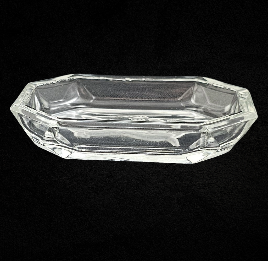 Art Deco Bohemian Czech Intaglio Glass Open Salt Cellar Schnauzer Dog w/ Ball