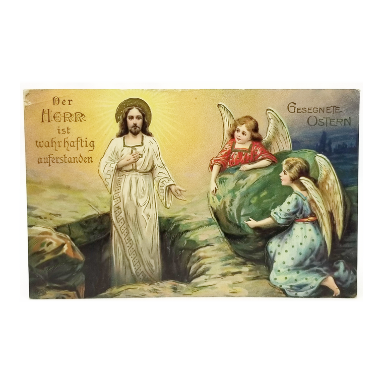 Christmas Postcard Religious Theme Jesus with Angels Gold Highlights