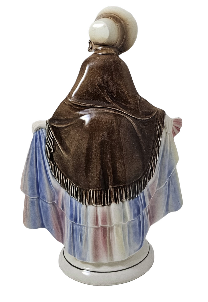 Hertwig German Porcelain Figurine Woman in Shawl & Bonnet