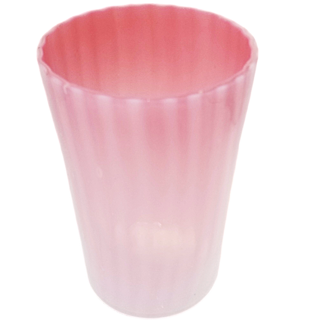 c1887 RARE HOBBS Brockunier Glass NEAPOLITAN Opalescent Stripe Tumbler Opaline