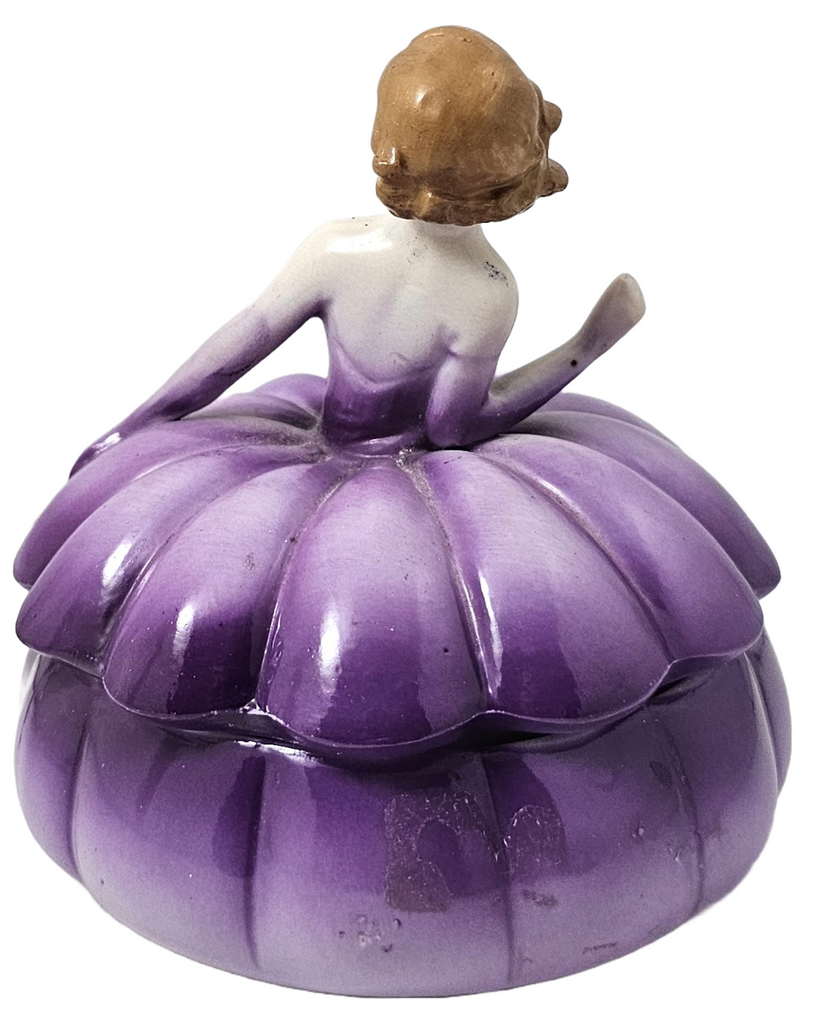 Art Deco German Porcelain Half Doll Madame Pompadour Powder Box