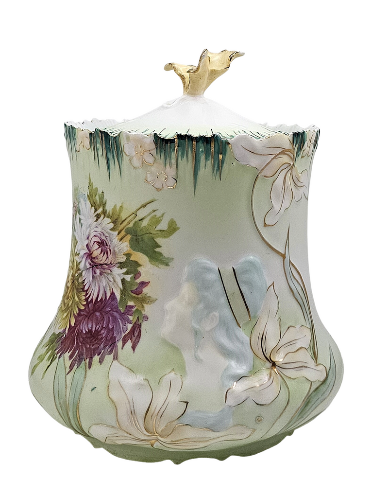 RS Prussia Porcelain Art Nouveau Double Hidden Image Cracker Jar
