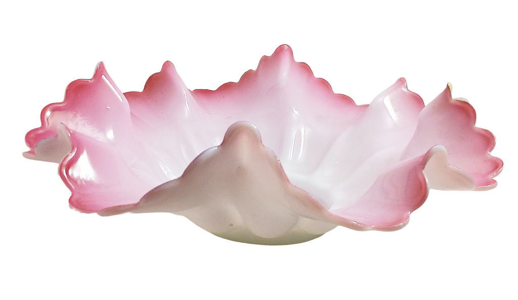 Mt Washington Cranberry Pink Opalescent Cased Glass Bride's Bowl