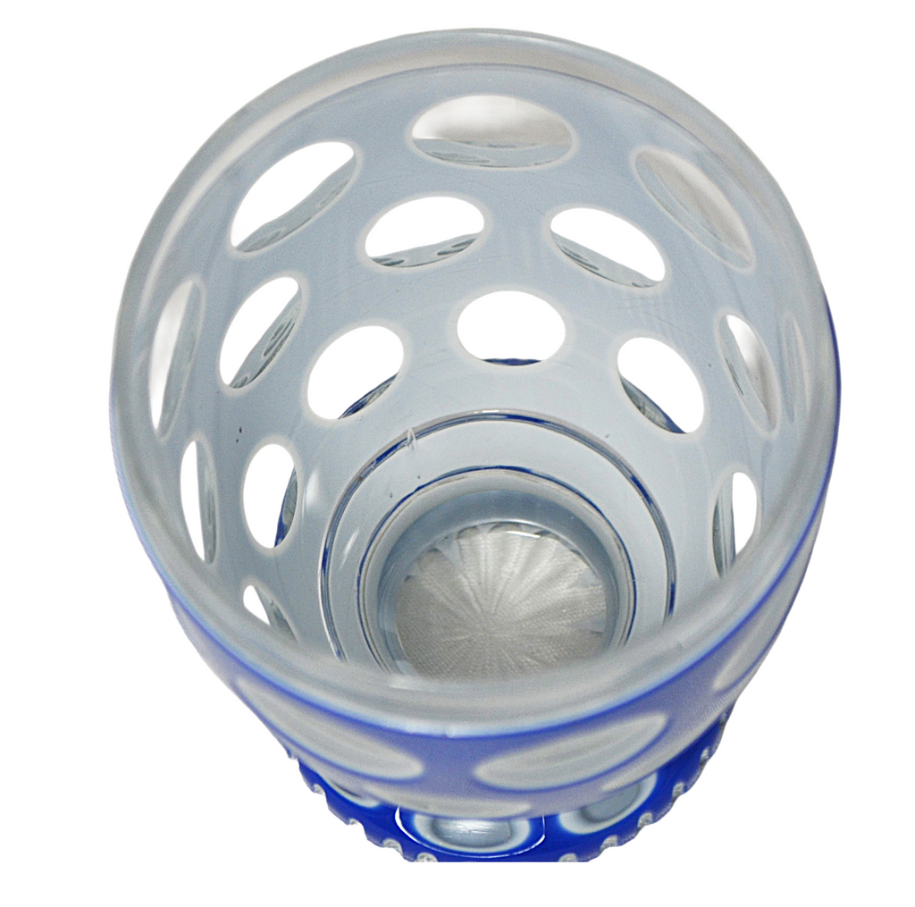 Bohemian Glass Biedermeier Cobalt White Double Overlay Tumbler