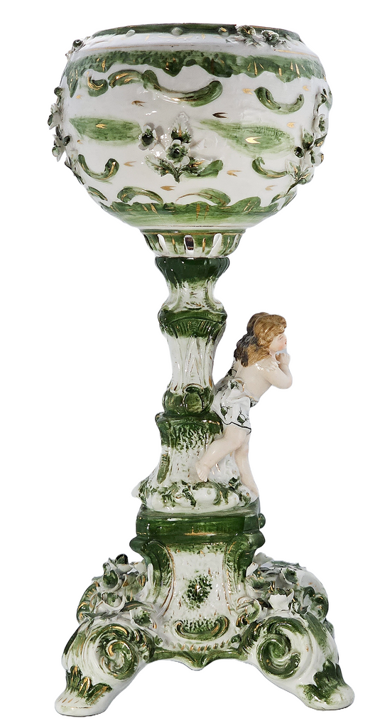 German Porcelain 19th Century Dresden Cherub Kerosene Oil Lamp Base