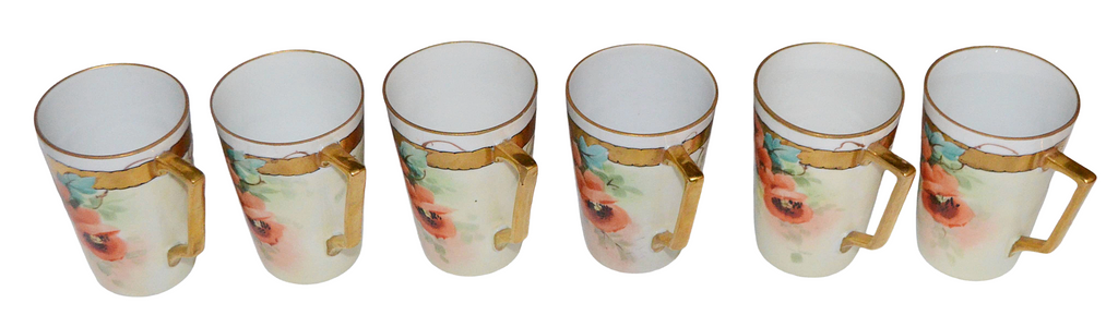 Bavaria Porcelain 7pc Painted Poppies Lemonade Water Set