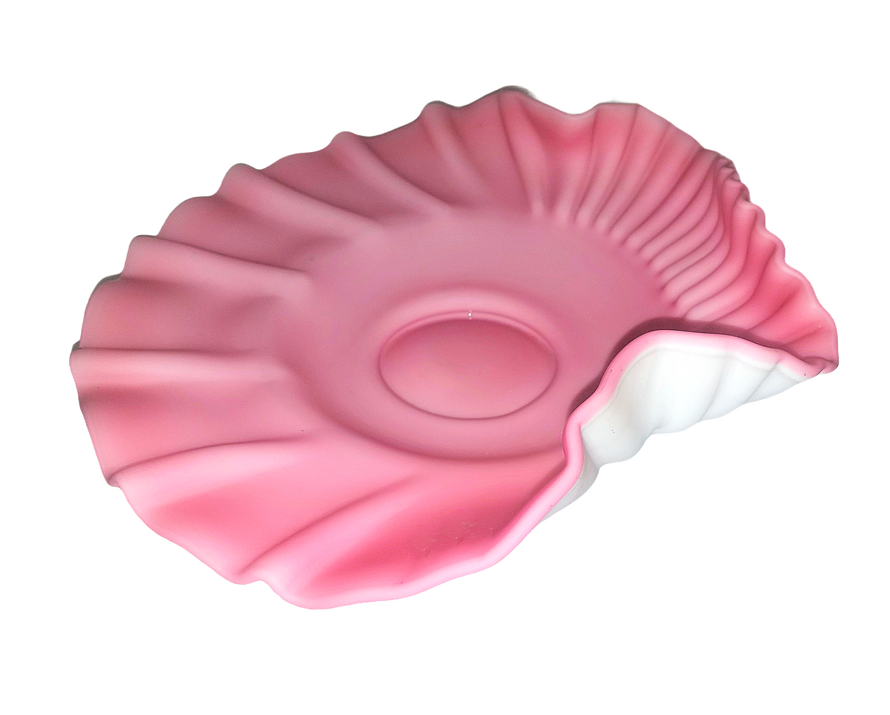 Mt Washington Satin Glass Pink Cranberry Crimped Bride