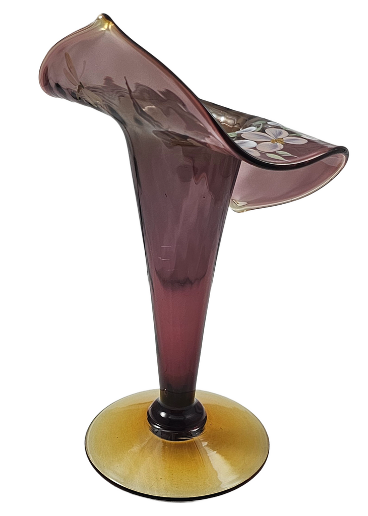Pairpoint JIP Jack in Pulpit Vase Amethyst Topaz Hand Painted Flowers
