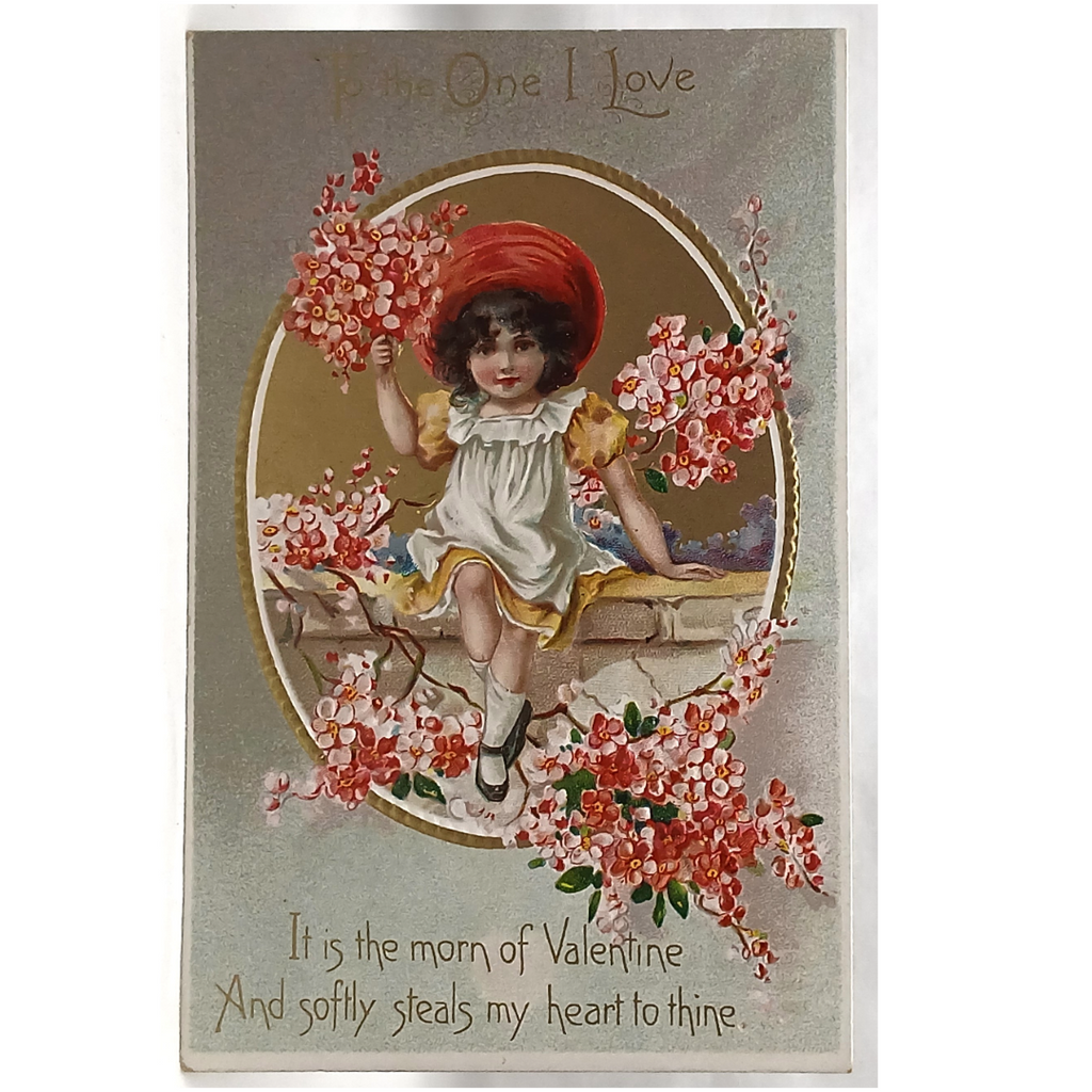 Valentine Postcard Floral Missive Series 11 Girl Pink Flowers Tuck Pub