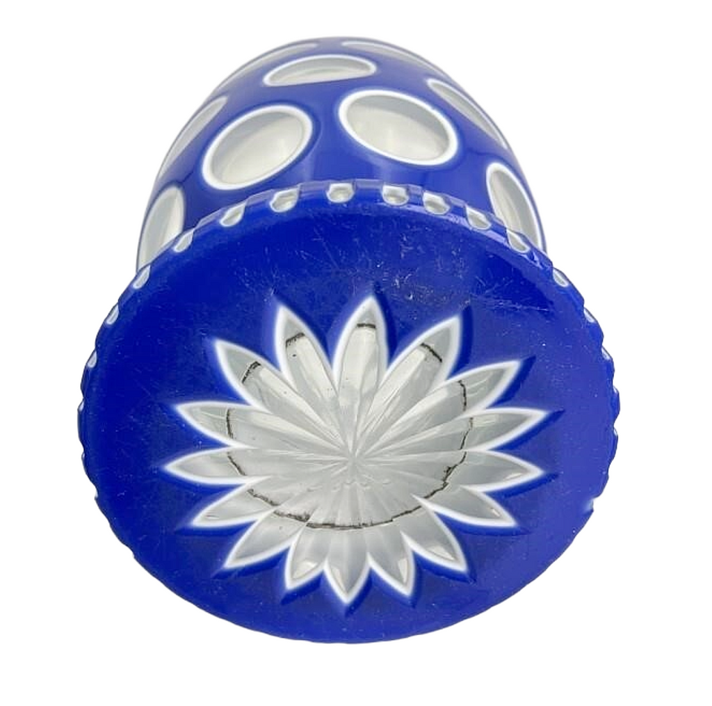 Bohemian Glass Biedermeier Cobalt White Double Overlay Tumbler
