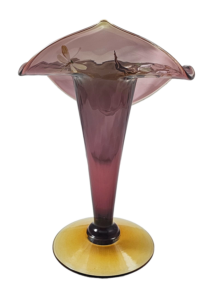 Pairpoint JIP Jack in Pulpit Vase Amethyst Topaz Hand Painted Flowers