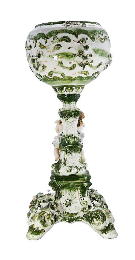 German Porcelain 19th Century Dresden Cherub Kerosene Oil Lamp Base