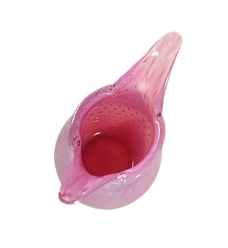 MCM Fratelli Toso Murano Opalescent Pink Bullicante Italian Art Glass Vase