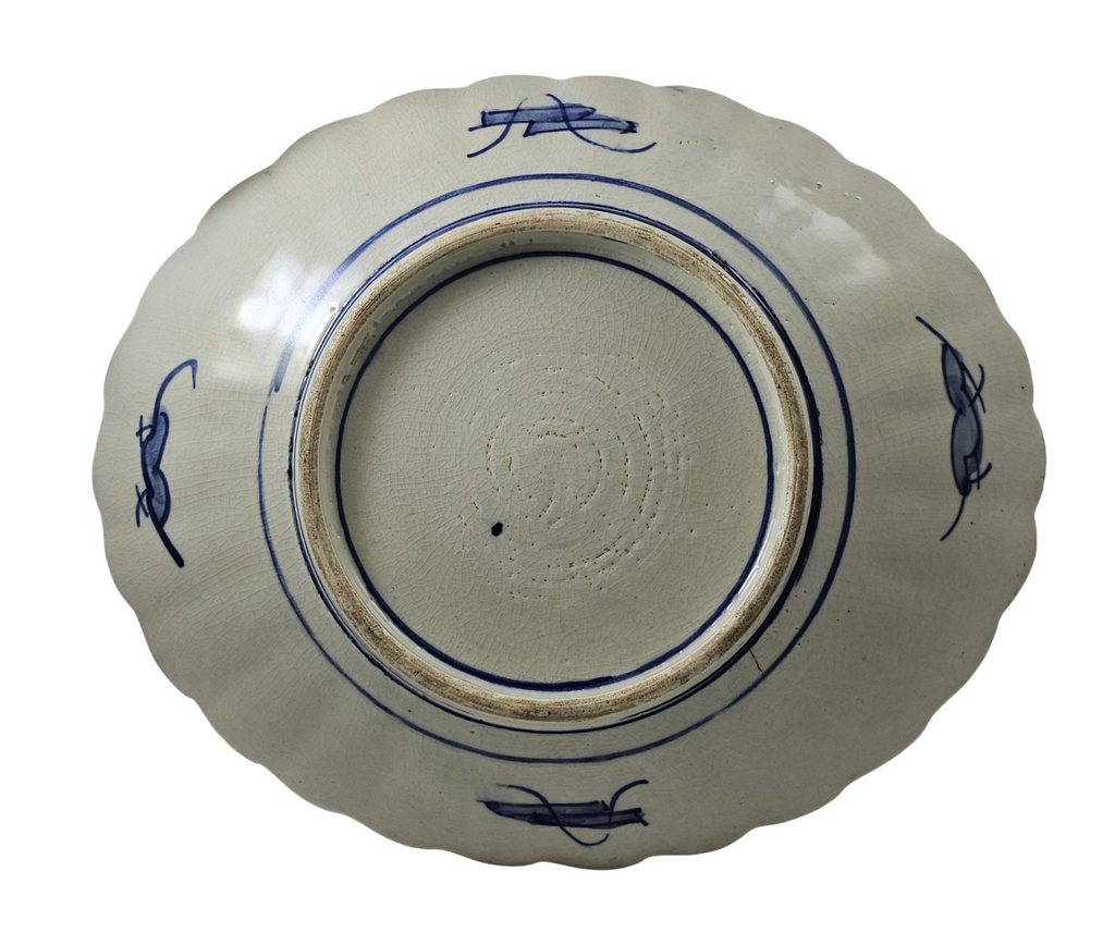 Antique Meiji Period Japanese Porcelain Imari Scalloped Platter