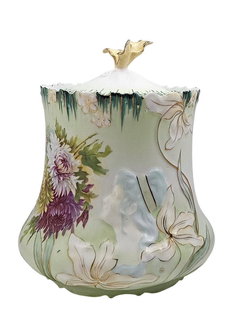 RS Prussia Porcelain Art Nouveau Double Hidden Image Cracker Jar