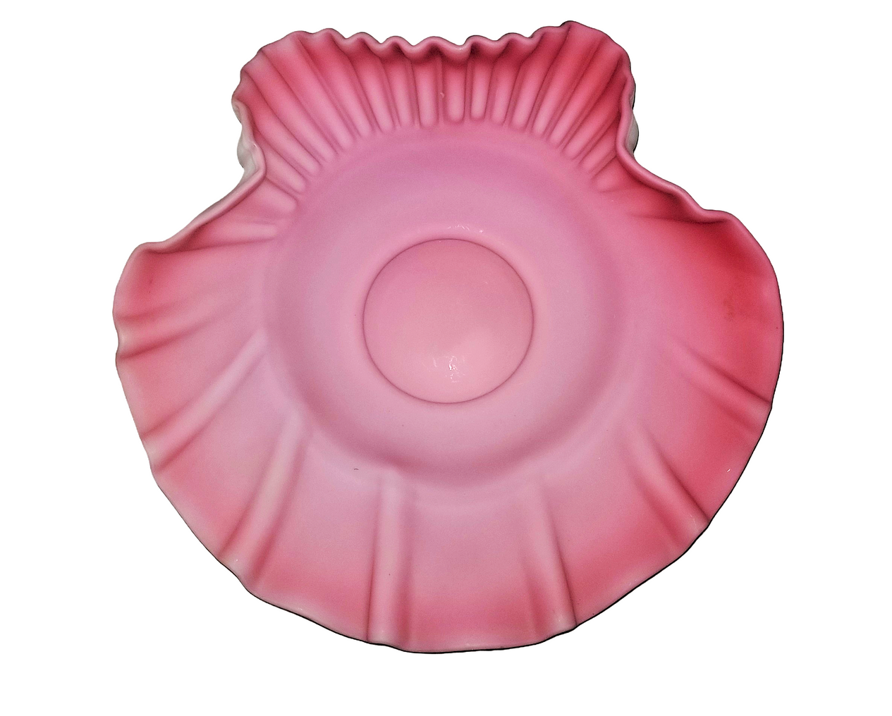 Mt Washington Satin Glass Pink Cranberry Crimped Bride
