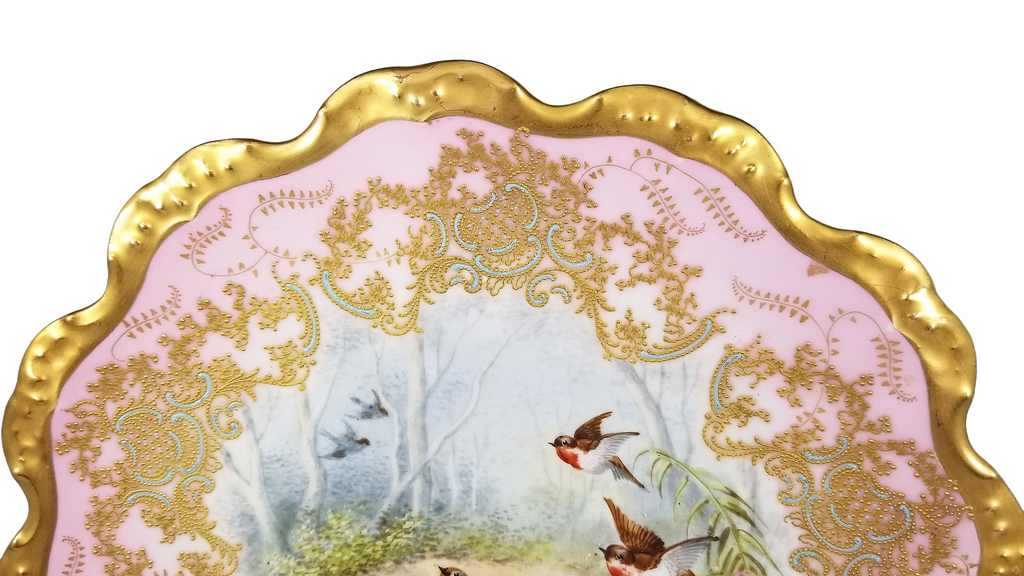 Limoges Coiffe Blakeman French Porcelain Robin Birds Landscape Plate Artist Gols