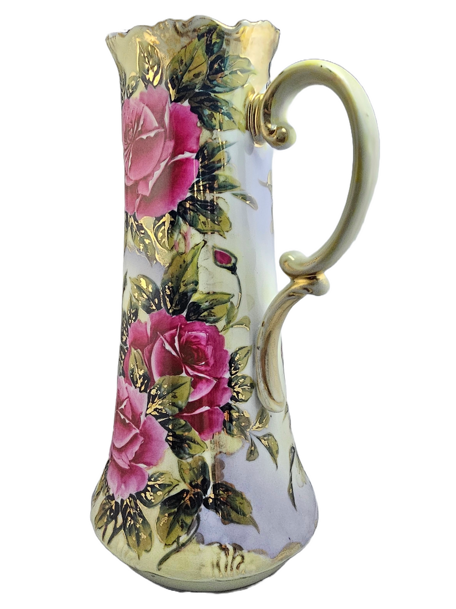 Japanese Rose Painted Shimamura Nippon Tankard Pitcher Vase