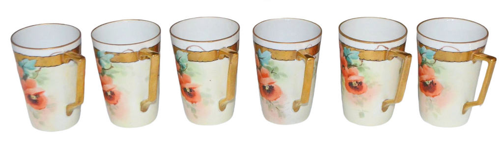 Bavaria Porcelain 7pc Painted Poppies Lemonade Water Set