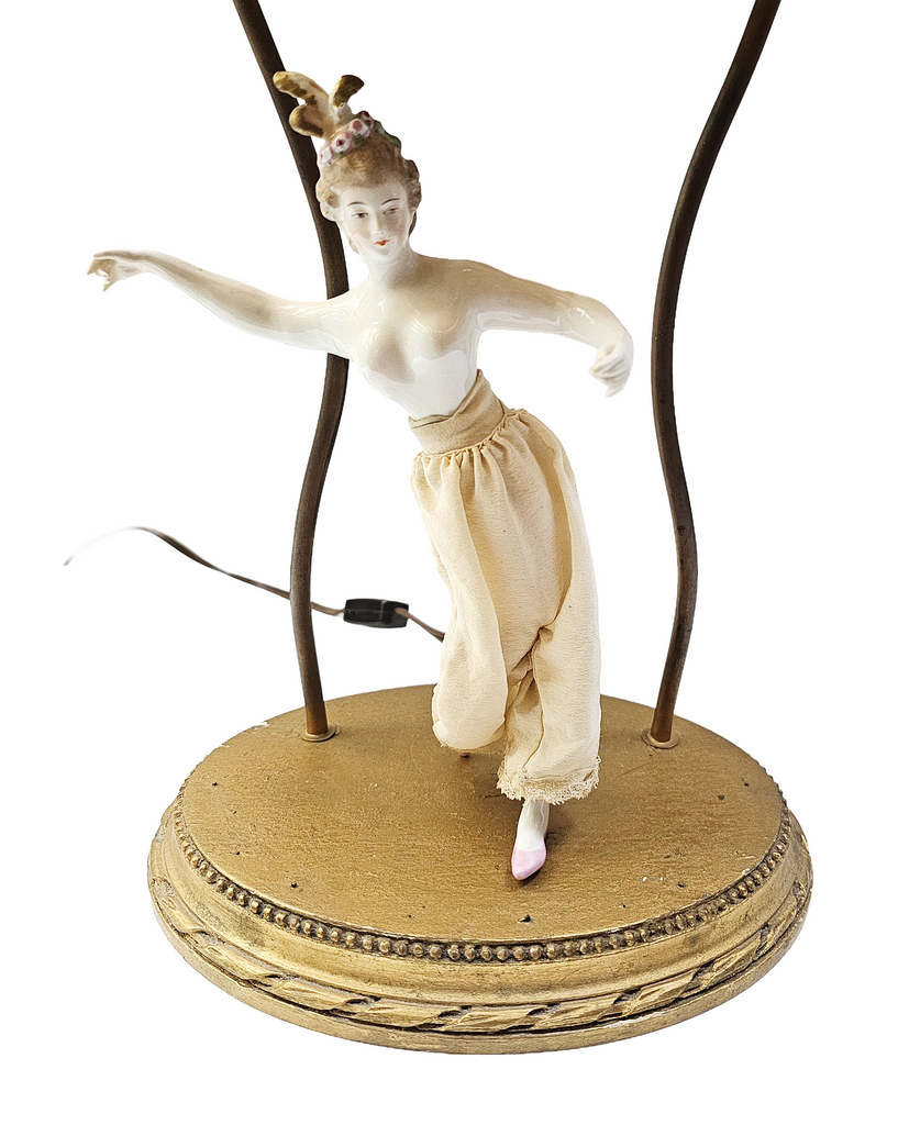 Rare French Market Porcelain Kister Half Doll Boudoir Lamp