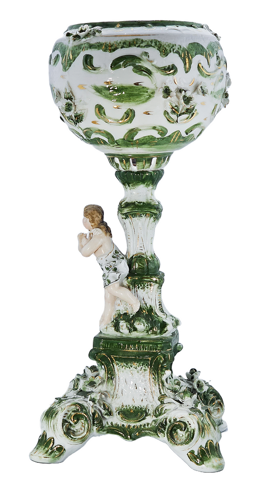 German Porcelain 19th Century Dresden Cherub Kerosene Oil Lamp Base