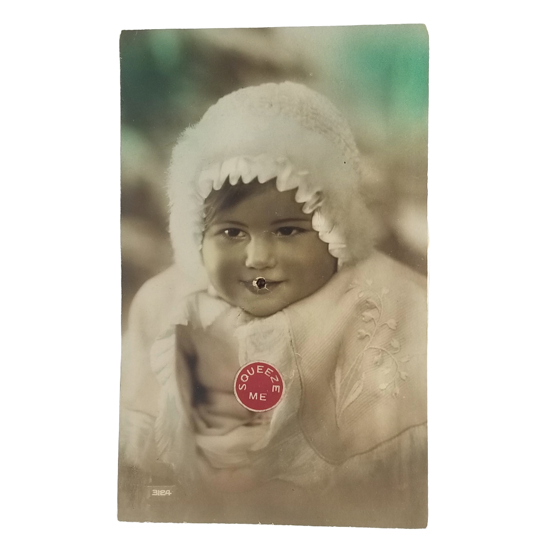 Real Photo Style Squeaker Postcard Baby in Winter Coat