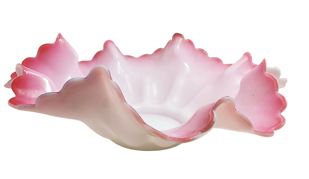 Mt Washington Cranberry Pink Opalescent Cased Glass Bride's Bowl