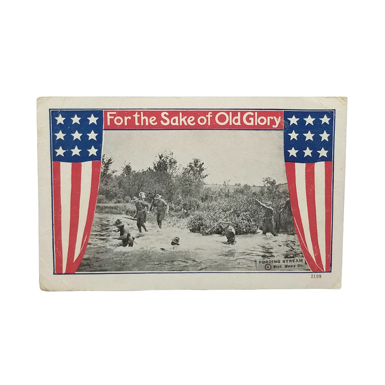 Patriotic Postcard Red White & Blue American Flag Photo Military