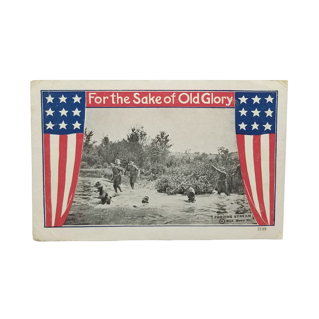 Patriotic Postcard Red White & Blue American Flag Photo Military
