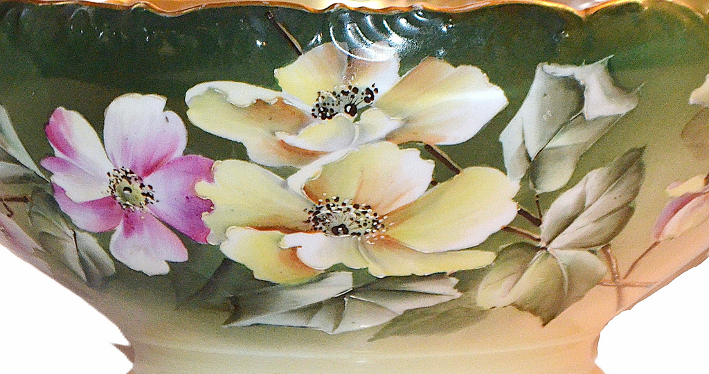 Limoges Punch Bowl Ravenwood Studios Sinclaire Hand Painted Primrose
