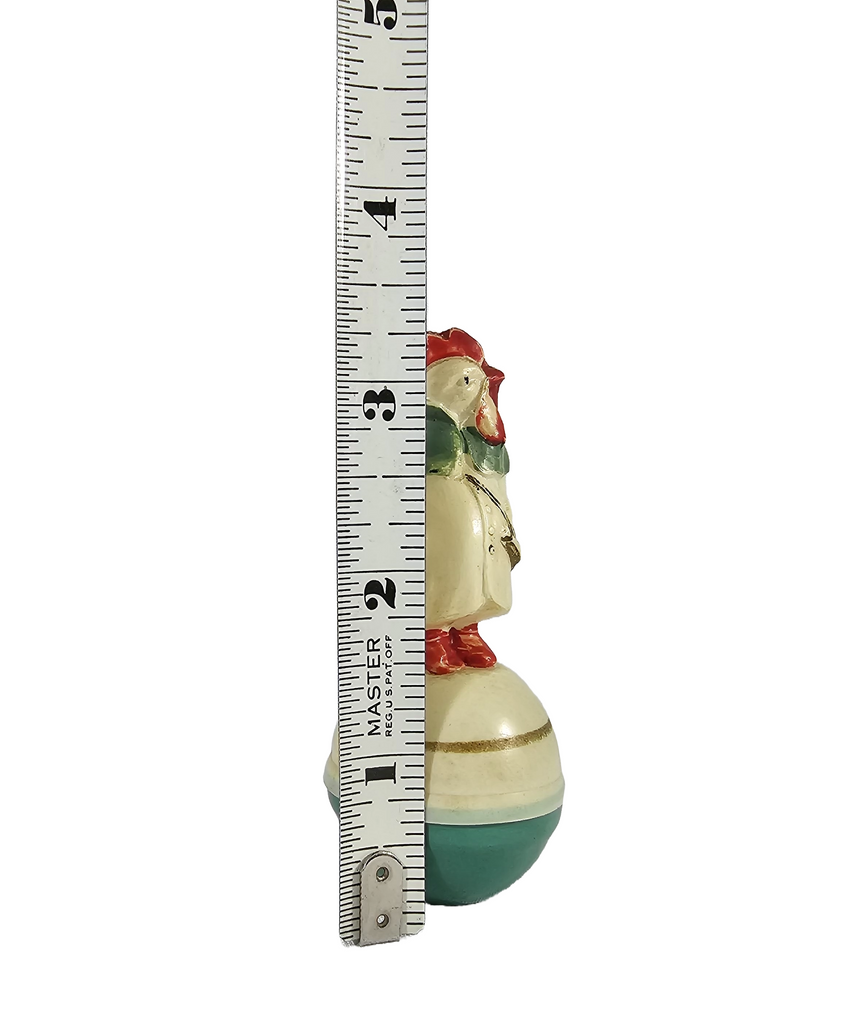 German Celluloid Roly Poly Toy Mr. Rooster Evening Suit