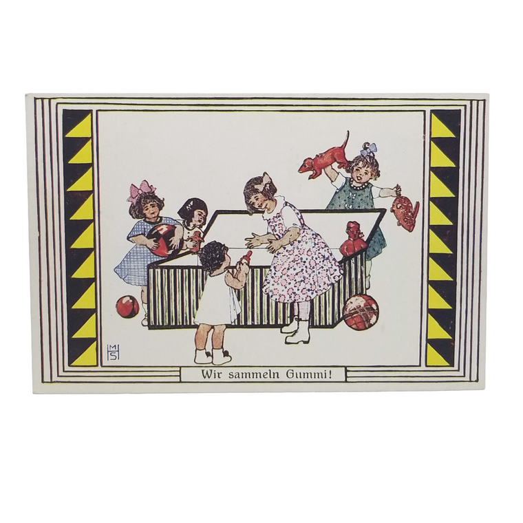 Vintage Artist Signed WWI Propaganda Marianne Steinberger Children Playing in Toybox