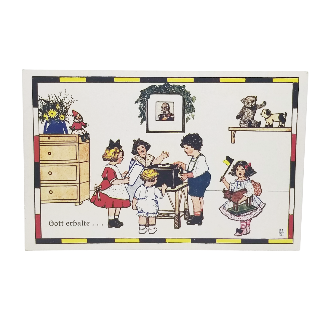 Vintage Artist Signed WWI Propaganda Marianne Hitschmann-Steinberger Children w/ Toys