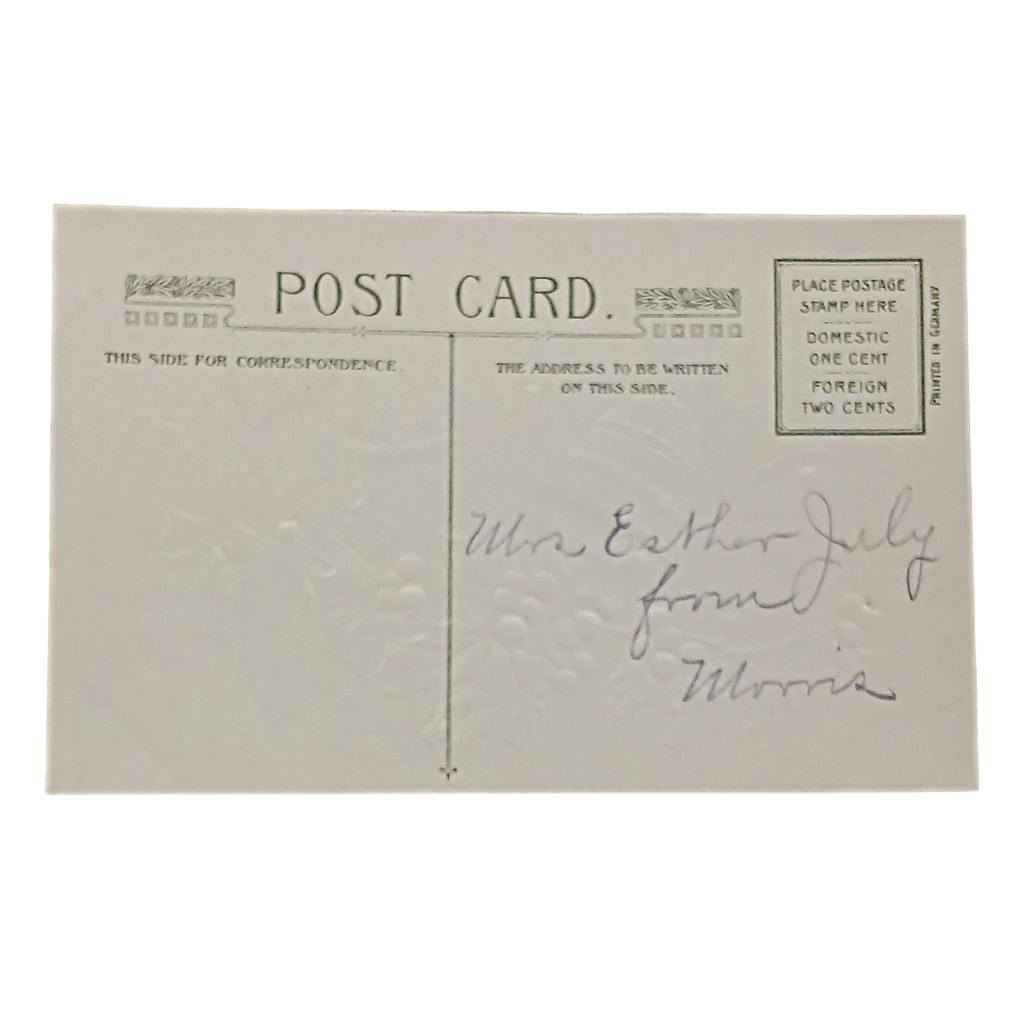 Christmas Postcard Silver Bells Holly Gold Ribbons Winsch Pub