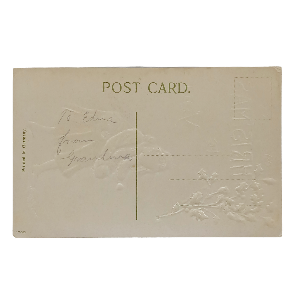 Christmas Postcard Young Girl Throwing Snowballs