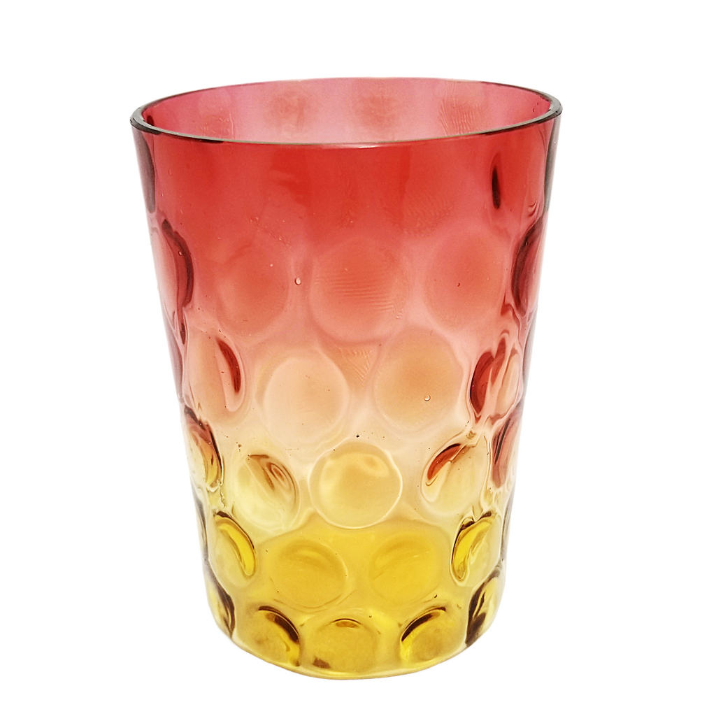 cranberry amberina inverted thumbprint victorian glass tumbler